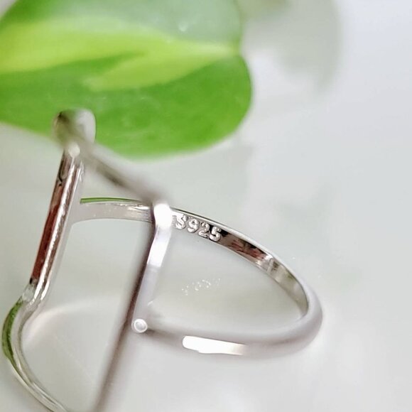 Sterling Silver Square Ring, Open Square Ring, Large Square Ring, Stack Ring, - Picture 7 of 8